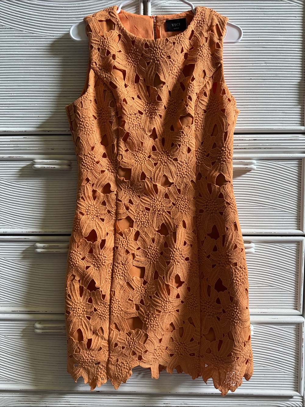 VICI Orange Floral Lace Mini Dress